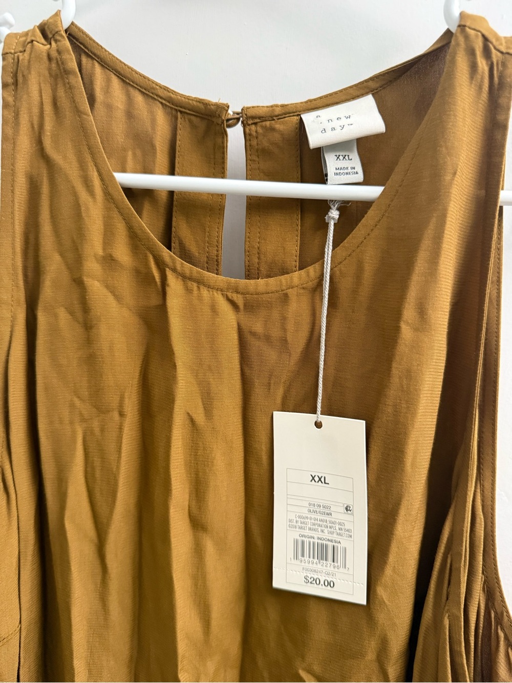 a new day Sleeveless Pleated Tank Top dress in Mustard Brown